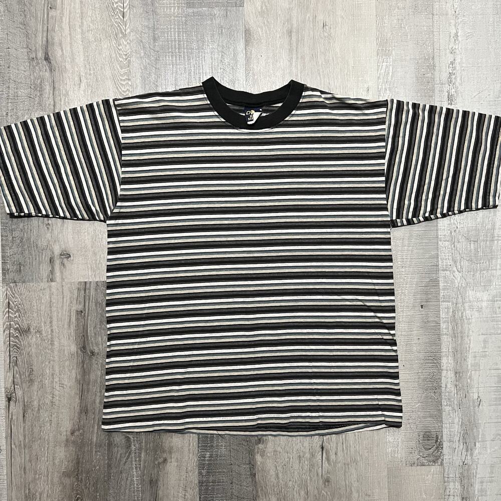 VTG Multicolor Striped Skater Surf T Shirt High Sierra 90s Blank USA T Shirt XL